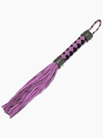 Checkered Handle Leather 38cm Flogger Purple - Passionzone Adult Store